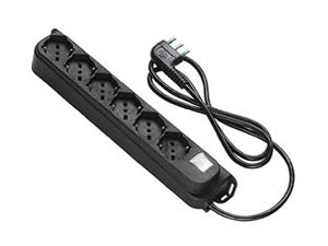 MULTIPRESA 6 POSTI BIPASSO + SCHUKO CON INTERRUTT. LINEA RETAIL NERA- - nera 47431 - 2 pezzi FANTON