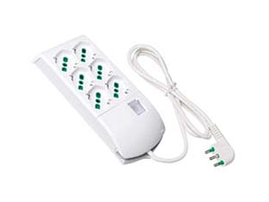 MULTIPRESA 6 POSTI BIPASSO+SCHUKO C/INTERR.TERMICO 2 POLI+T16A FIDO  bianca 410300    FANTON