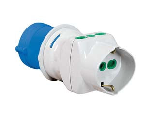 ADATTATORE INDUSTRIALE CON SPINA CEE IP44 E PRESE BIPASSO E SCHUKO  16A 73090    FANTON