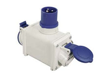 ADATTATORE INDUSTRIALE 220V CON SPINA CEE 309 IP44 E 2 PRESE 2P+T  16A colore blu 73110    FANTON