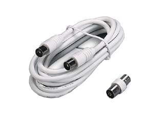 PROLUNGA TV CON CAVO COAX SPINA MASCHIO-FEMMINA + ADATTATORE MASCHIO- - mt.5 bianca 31040 - 5 pezzi FANTON