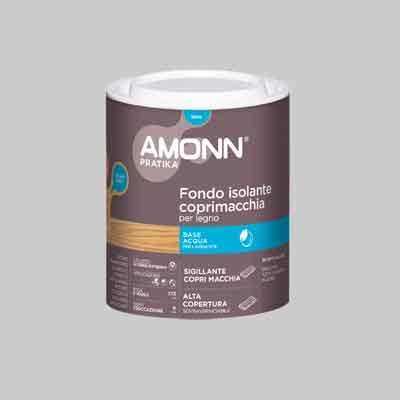 FONDO ISOLANTE COPRIMACCHIA ALL'AQUA PER LEGNO E MURO AMONN 1 lt - Bianco - AMONN
