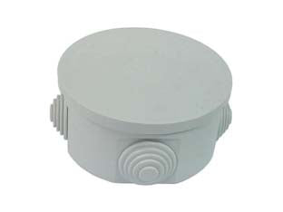 SCATOLA STAGNA TONDA CON COPERCHIO E 4 PASSACAVI IP44- - ø mm.80x40h. (002) - 9 pezzi MARLANVIL