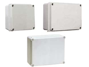 SCATOLA STAGNA CON COPERCHIO E PARETI LISCE- - mm.100x100x50h. - viti inox - (005.PL) - IP66 - 5 pezzi MARLANVIL