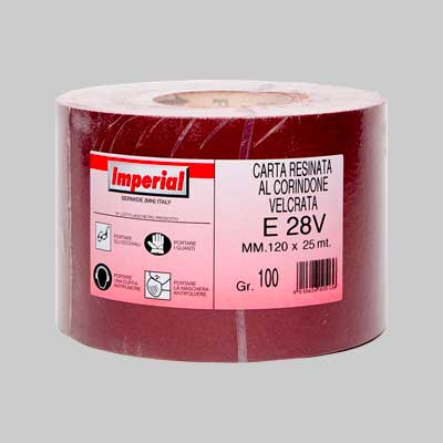 CARTA ABRASIVA VELCRATA 'E 28V' Grana 80 - rotolo mm 120x25 mt - 25 metrilineari- IMPERIAL ABRASIVI