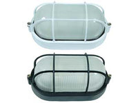 PLAFONIERA OVALE CON GABBIA IN ALLUMINIO PER ESTERNO  60w IP54 mm.210x107x95h. bianco    SYNTESY