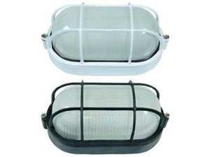 PLAFONIERA OVALE CON GABBIA IN ALLUMINIO PER ESTERNO  60w IP54 mm.210x107x95h. nero    SYNTESY