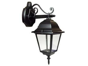 LANTERNA CON BRACCIO SUPERIORE LAVORATO MODELLO NEW YORK  60w IP44 mm.192x370h. colore nero    SYNTESY