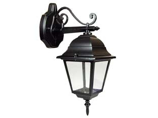 LANTERNA CON BRACCIO SUPERIORE LAVORATO MODELLO NEW YORK  60w IP44 mm.192x370h. colore nero    SYNTESY