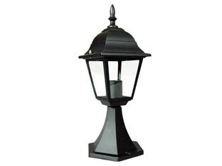 LANTERNA CON SUPPORTO DA APPOGGIO MODELLO NEW YORK  60w IP44 mm.150x150x412h. colore nero    SYNTESY