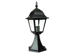 LANTERNA CON SUPPORTO DA APPOGGIO MODELLO NEW YORK  60w IP44 mm.150x150x412h. colore nero    SYNTESY