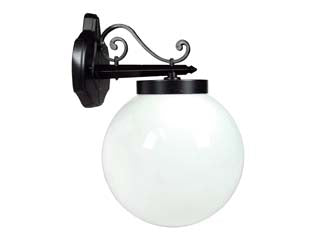 LANTERNA CON BRACCIO SUPERIORE LAVORATO MODELLO SFERA  100w IP44 mm.290x383h. colore nero    SYNTESY