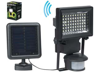 PROIETTORE SOLARE LED CON SENSORE  mm.124x45x170h.  400 lumen    DURACELL LIGHTING
