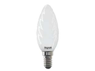 LAMPADA LED TORTIGLIONE TUTTOVETRO E14- - 4W- 4000  °K naturale - 470 lm - mm.35x97h - 5 pezzi BEGHELLI