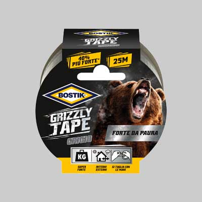 NASTRO TELATO 'GRIZZLY TAPE' BOSTIK mm 50x25 mt - Col. Grigio - BOSTIK
