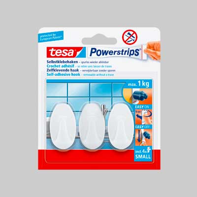 GANCIO OVALE 'POWERSTRIPS®' SMALL 3 ganci + 4 strisce - TESA
