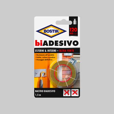 NASTRO BIADESIVO 'INTERNI & ESTERNI' BOSTIK mm 19x1,5mt - BOSTIK