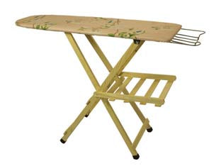 ASSE DA STIRO CON POGGIAPANNI IN LEGNO E POGGIAFERRO IN METALLO  cm.35x110