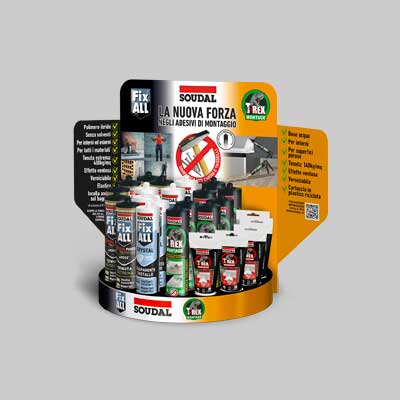 ESPOSITORE DA BANCO 'FIX ALL VS T-REX' SOUDAL 24 pezzi - SOUDAL