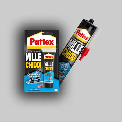 COLLA DI MONTAGGIO 'MILLECHIODI' WATER RESISTENT 100 gr - in blister - PATTEX