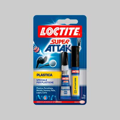 COLLA 'SUPER ATTAK PLASTICA' 2 gr + 4 ml - LOCTITE
