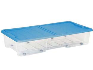 CONTENITORE SOTTOLETTO MASTERBOX COLORE TRASPARENTE/BLU ART.511- - cm.77x39x15h. - lt.35 - 12 pezzi DEA HOME