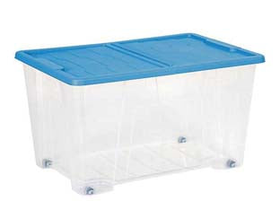 CONTENITORE MULTIUSO MASTERBOX COLORE TRASPARENTE/BLU ART.521- - cm.57x39x32h. - lt.50 - 11 pezzi DEA HOME
