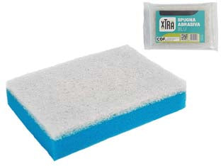SPUGNA ABRASIVA DOPPIA BLU CON FIBRA BIANCA- - cm.11,5x7,5x2,5 - 20 blister XTRA