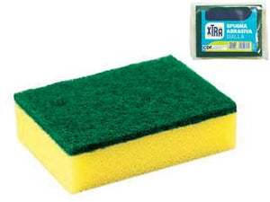 SPUGNA ABRASIVA DOPPIA GIALLA CON FIBRA VERDE- - cm.12,5x9,5x4h. - 25 pezzi XTRA