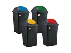 BIDONE MULTIPAT CON BASCULA LT.60  cm.39x39x68h.  nero/verde    STEFANPLAST