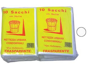 SACCO CONDOMINIALE RINFORZATO TRASPARENTE PZ.10- - cm.70x110 gr.75 - 10 confezione CP