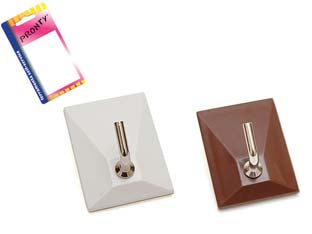 GANCI ADESIVI IN PLASTICA 1 POSTO IN BLISTER- - mm.30x40, marrone - in bl.2 pz. - 12 blister