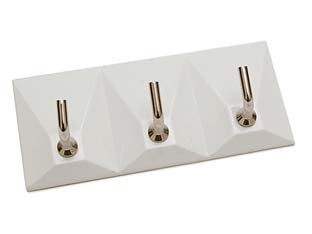 GANCI ADESIVI IN PLASTICA BIANCHI 3 POSTI- - mm.90x40h. - 40 pezzi