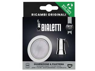 SET GUARNIZIONI PZ.1 + 1 FILTRO PER CAFFETTIERA ACCIAIO- - 6 tazze - 3 blister BIALETTI