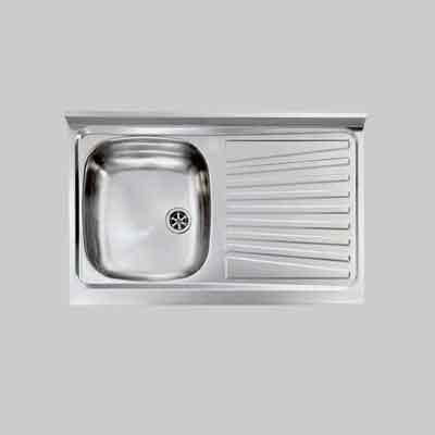 LAVELLO INOX UNA VASCA APPOGGIO 90x50 cm - Gocciolatoio Dx