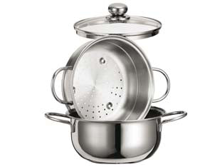 VAPORIERA STAR IN ACCIAIO AISI 430 CON CESTELLO  cm.20