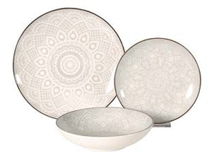 SERVIZIO DI PIATTI MANDALA TORTORA IN PORCELLANA- - servizio contenente 18 piatti - 1 confezione XTRA