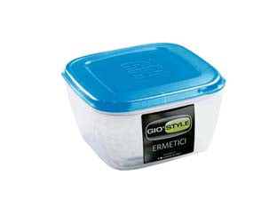 CONTENITORI ERMETICI QUADRATI PER ALIMENTI IN PLASTICA- - lt.2,00 - cm.18x18x11h - 4 pezzi GIOSTYLE