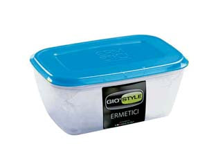 CONTENITORI ERMETICI RETTANGOLARI PER ALIMENTI IN PLASTICA- - lt.3,00 - cm.26x18x12h - 4 pezzi GIOSTYLE