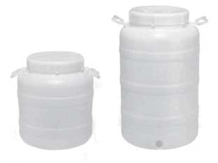 FUSTO A BOCCA LARGHISSIMA IN POLIETILENE PER ALIMENTI  lt.25  bocca ø cm.14  misure ø cm.27x53.5h.