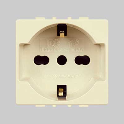 PRESA ITALIANA/TEDESCA 'TONDO' 10/16A 250V 2P+T - EC ELETTROCANALI
