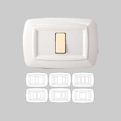 PLACCA COPRINTERRUTTORI 'TONDO' BIANCA 2 moduli ravvicinati - EC ELETTROCANALI