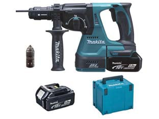TASSELLATORE 3 FUNZIONI SDSPLUS 2 BATTERIE LITIO 18V (DHR243RTJ)  2 batterie ?LIION? da 5,0 Ah    MAKITA