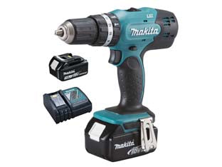 TRAPANO AVVITATORE PERCUSS. 2 VEL. 2 BATT. 18V 3,0AH (DHP453RFE)    MAKITA