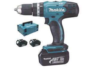 TRAPANO AVVITATORE PERCUSS.2 VEL. 3 BATT. LITIO 18V 3AH (DHP453RF3J)  3 batterie da 3Ah    MAKITA