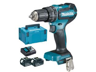 TRAPANO AVVITATORE PERCUSS. 2 VEL. 2 BATT. LITIO 18V 5AH (DHP485RTJ)  2 batterie ?LIION? da 5,0 Ah    MAKITA