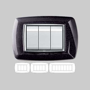 PLACCA COPRINTERRUTTORE NERA GLITTER 'MYLIFE' 3 Moduli - EC ELETTROCANALI