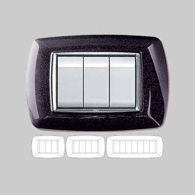 PLACCA COPRINTERRUTTORE NERA GLITTER 'MYLIFE' 7 Moduli - EC ELETTROCANALI