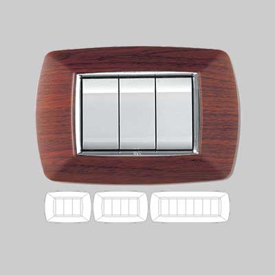 PLACCA COPRINTERRUTTORE LEGNO SCURO 'MYLIFE' 3 moduli - EC ELETTROCANALI