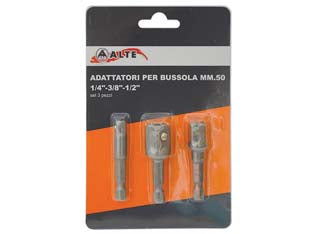 INSERTI ADATTATORI PER BUSSOLA MM.50 1/4 - 3/8 - 1/2 SET PEZZI 3 - 5 pezzi EXCEL